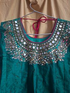 Embellished Teal Kurta with dupatta