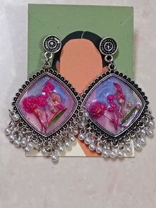 Boho Resin Floral Drop Earrings