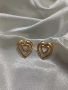 Chic Gold Tone Heart Earrings