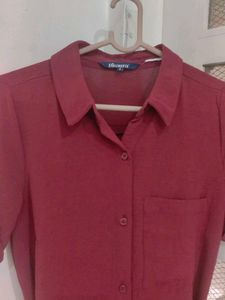 Stylish Maroon Shirt Dress with Belt