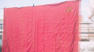 Maroon Color embroidered Saree