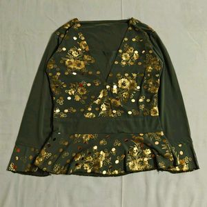 🆕 Olive Green with Gold Crop Top