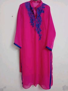 Vibrant Pink Embroidered Kurta