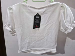 Chic White Ruched Crop Top