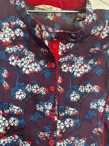 Floral Print Button-Down Kurta