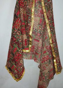 Embroidered Silk Blend Dupatta heavy punjabi seque