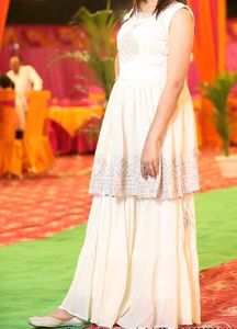 Elegant creme multi kadai sharara