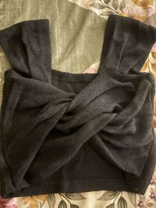 Chic Black Twist Front Top/Blouse