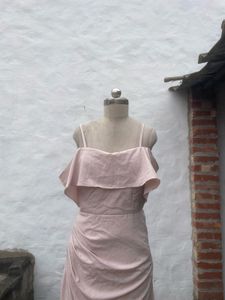 Blush Pink Ruffle Cold Shoulder Dress
