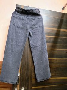 HIGH WAISTED STRAIGHT FIT CHARCOAL BLACK JEANS