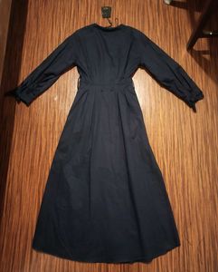 Navy Blue Classic Button-up maxi shirt dress