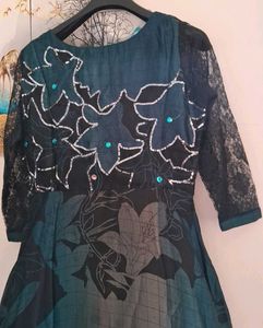 Elegant Teal &amp; Black Gown