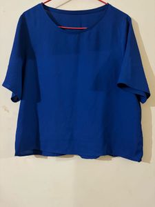 Elegant Blue Boxy Blouse