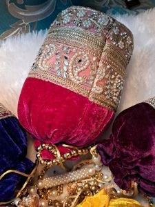 Embroidered Velvet Potli Bags (Set of 5)