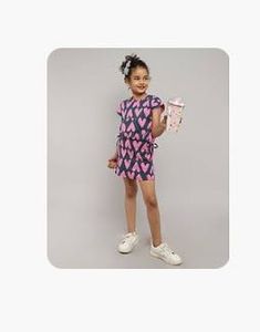 Cute Heart Print Girls coord Dress 5-6 Y