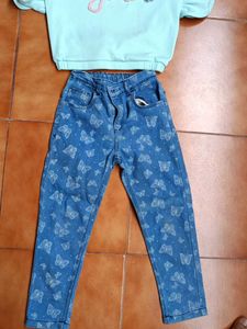 Cute Girls Butterfly Jeans &amp; Top Set