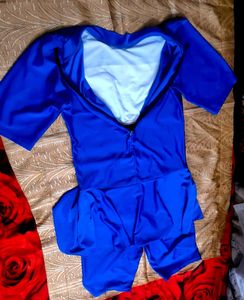 Modest Blue Swimsuit with Skirt
