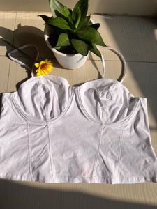H&amp;M White Corset Style Cami Top