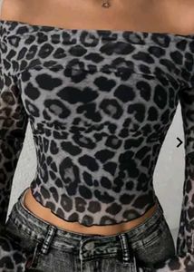 savana Leopard Print Off-Shoulder Mesh Top