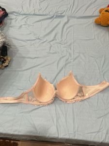 Lace Trimmed Pink Bra