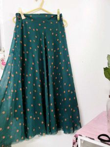 Emerald Green Polka Dot Skirt