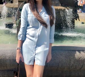 Light Blue Denim Shirt Dress - H&M