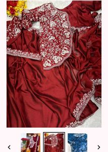 Maroon Embroidered Saree ready to wear
