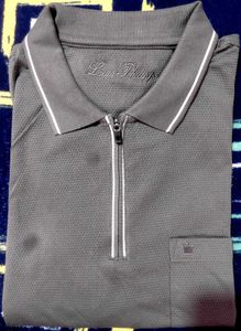 Louis Philippe Men's Grey Textured Polo Shirt