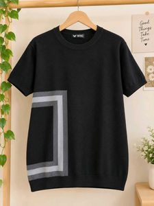 Black Graphic Print Knit Top