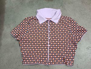 Retro Geometric Print Button-Up Top