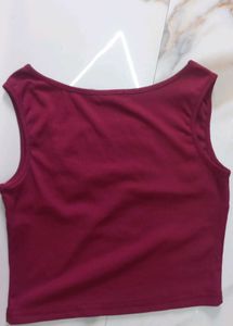 Ribbed Cropped Wine Top