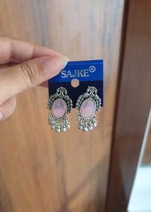 Elegant Pink Stone Dangle Earrings