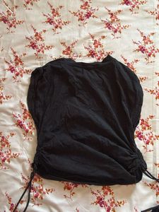 Stylish Black Ruched T-Shirt