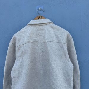 Beige Wool Blend Overshirt Jacket