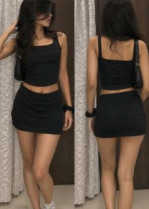 Chic Black Crop Top & Mini Skirt Set