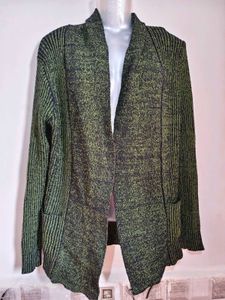 Chic Green &amp; Black Textured Cardigan