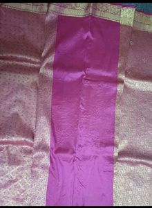 Elegant rani pink Banarasi Silk Saree without blou
