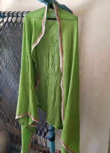 Vibrant Green Dupatta with Embellished Border