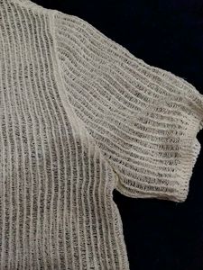 Sheer White Top with Fish Applique