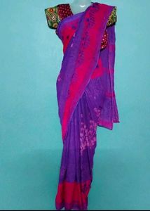 purple colour cotton saree