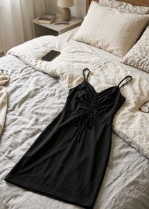 Chic Black Ruched Dress