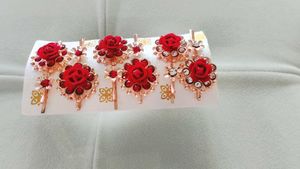 Set of 6 Red Rose Hair Pins