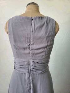 Elegant Grey V-Neck Maxi Dress