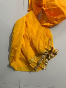 Elegant Yellow Brocade Blouse