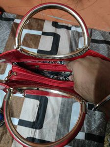 Women’s Red Handbag with Dual Handles