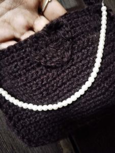 Handmade Crochet Shoulder Bag - Coffee Brown