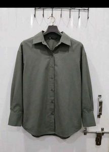 Zara Oversized Baggy Grey Button-Up Shirt