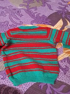 Red &amp; Green Striped Knit Sweater
