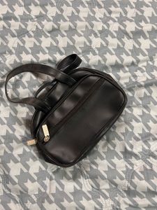 Vintage Black Faux Leather Shoulder Bag