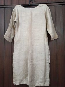 Solid Beige Raw Silk Kurta with Lining